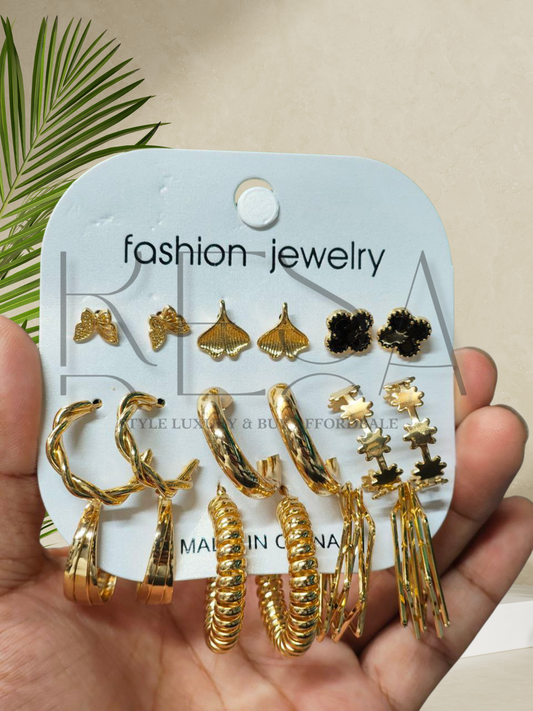 New Gold Color Pearl Hoop Earrings Set New Creative Simple  Hollow Dangle Earring for Women Fashion Trendy Jewelry