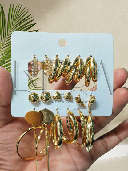 New Gold Color Pearl Hoop Earrings Set New Creative Simple  Hollow Dangle Earring for Women Fashion Trendy Jewelry