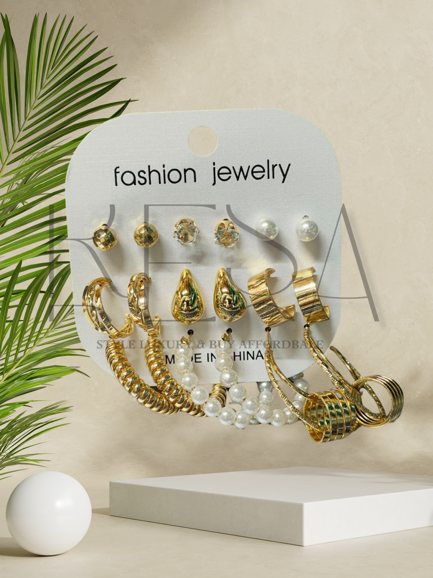 New Gold Color Pearl Hoop Earrings Set New Creative Simple  Hollow Dangle Earring for Women Fashion Trendy Jewelry