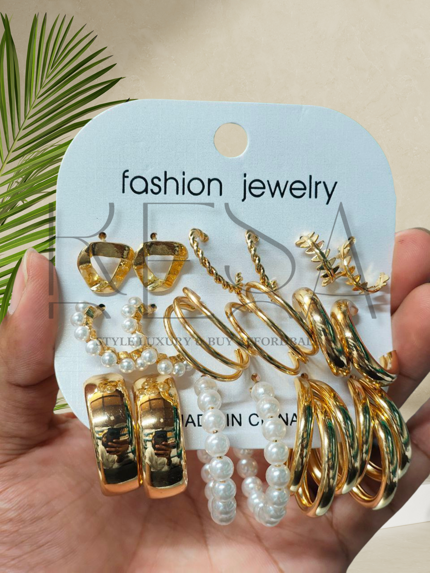 New Gold Color Pearl Hoop Earrings Set New Creative Simple  Hollow Dangle Earring for Women Fashion Trendy Jewelry