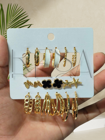 New Gold Color Pearl Hoop Earrings Set New Creative Simple  Hollow Dangle Earring for Women Fashion Trendy Jewelry