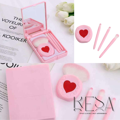Mini Travel Makeup Brush Set – Portable Storage Box with Mirror